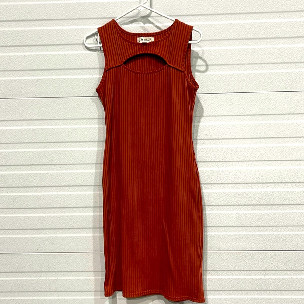 SAY WHAT? bodycon dress, large, orange
